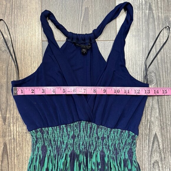 Felicity & Coco Womens Maxi Dress Small Ikat Tribal Racerback Tank Blue Green - Picture 5 of 6